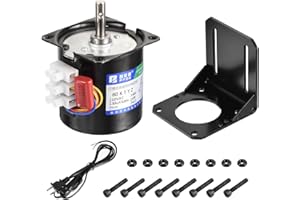 DMiotech Synchronous AC Reduction Motor with Motor Bracket and Power Cord 60KTYZ AC110V 20RPM Ac Motor 75N.CM CW/CCW Low Noise Gearbox Electric Motor for Instrumentation Automation Control