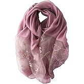Lzylvta Silk Wool Scarf Elegant Soft Scarf Shawls and Wraps for Weddings Embroidered silk scarf Shade Scarves for Women
