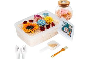 DONGXW Silica Gel Flower Drying 6LBS, Color Indicating Silica Gel Crystals Reusable Desiccant with Sealed Container and Brush for Flower Preservation kit