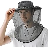 Mosquito Net Hat for Women Men - Sun Protection Hat with Foldable Mesh, Fishing & Hiking Hat with Ponytail for Beach, Safari