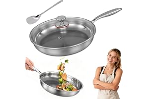 Gugxiom Titanium Hammered Pan Pro for Cooking, 30cm Titanium Panwith Lid, Pro Cookware Non Stick, Even Heating for Cooking (3