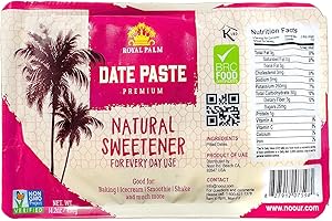 Royal Palm Premium Date Paste 14.2oz (400g), Natural, Pure, Non-GMO, Vegan Date Paste Healthy Sweetener for Baking & Cooking, Gluten-Free, Premium Quality date paste for baking
