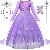 Aoiviss Princess Dress for Girls Purple Princess Dress Up Clothes with Accessories Halloween Snow Queen Party Cosplay