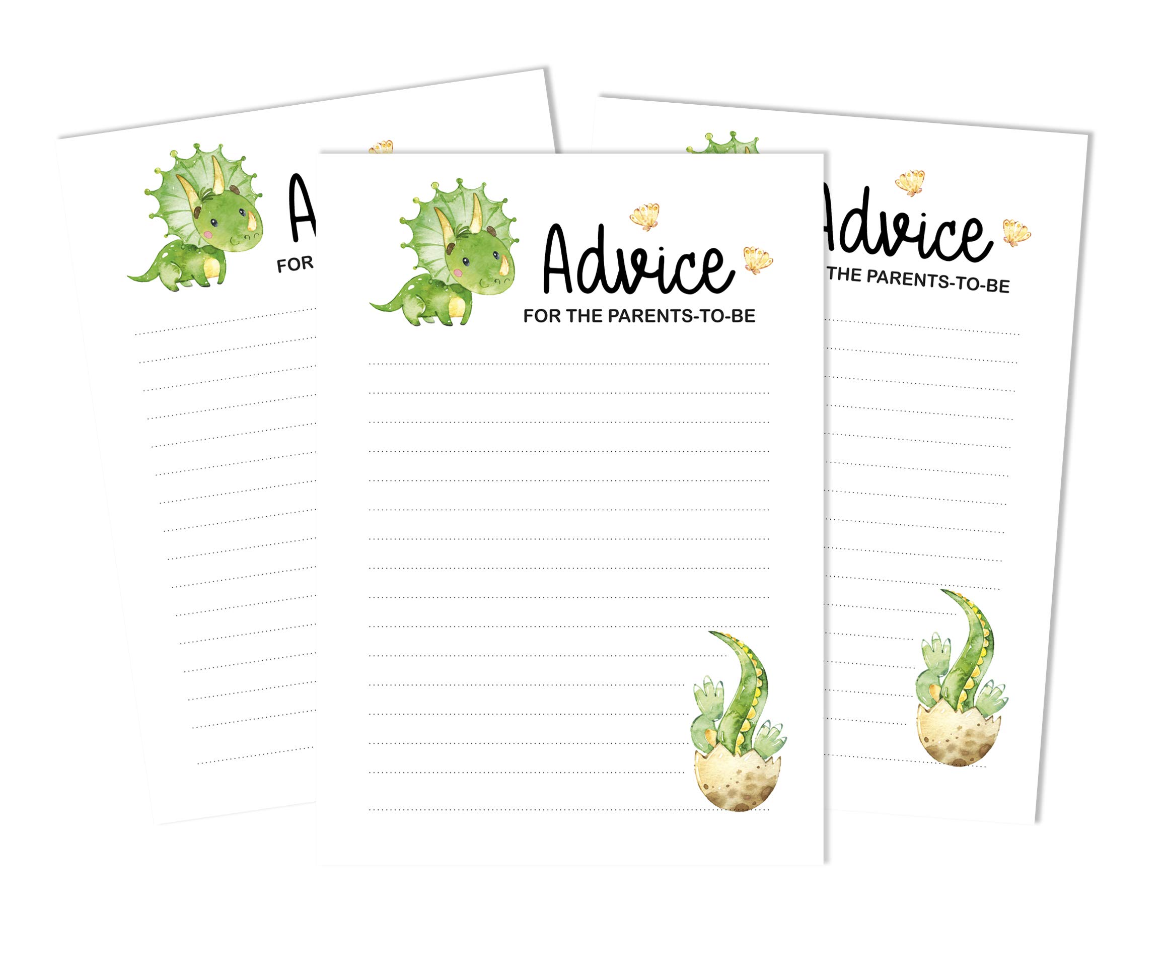 Inkdotpot 50 Advice Cards For Baby Shower Game Dinosaur Jungle Animals Advice For New Mom & Dad Boy Or Girl Party Supplies