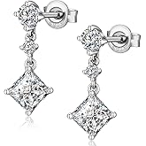 ZDaoBen 925 Sterling Silver Cubic Zirconia Dainty Dangle Drop Stud Earrings for Women