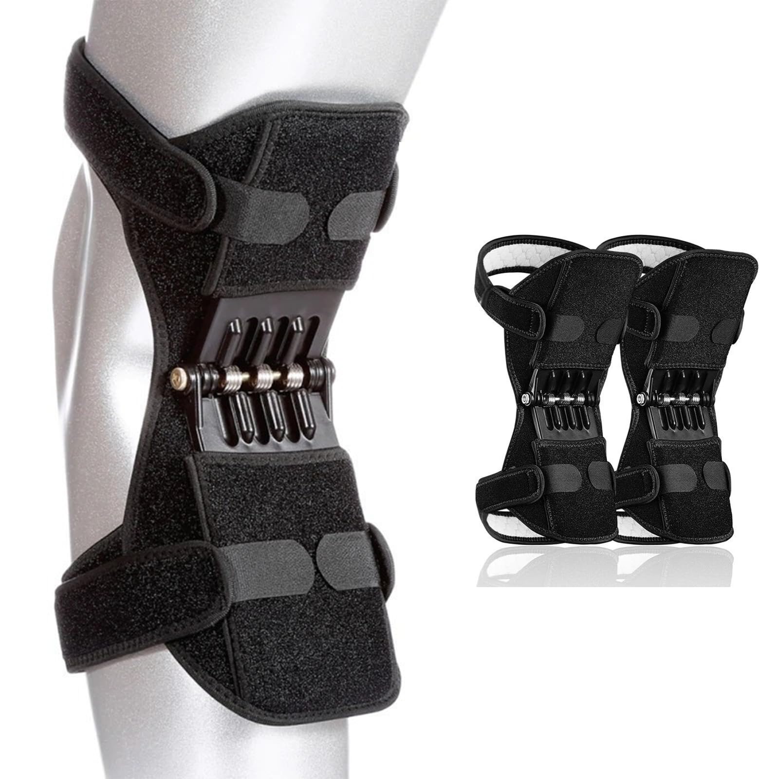 Photo 1 of GEESEN 2025 Power Knee Braces Joint Support with 4 Spring, Adjustable Knee Stabilizer Pads for Sports, Knee Support for Pain Relief (2 Pack)