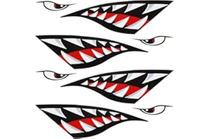 Tenare 4 Pieces Shark Teeth Mouth Kayak Stickers Decals Kayak Decals Waterproof Canoe Graphic Reflective Accessories for Canoe Fishing Boat Car Truck Dagger Ocean Boat Decoration