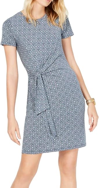 navy tie waist dress