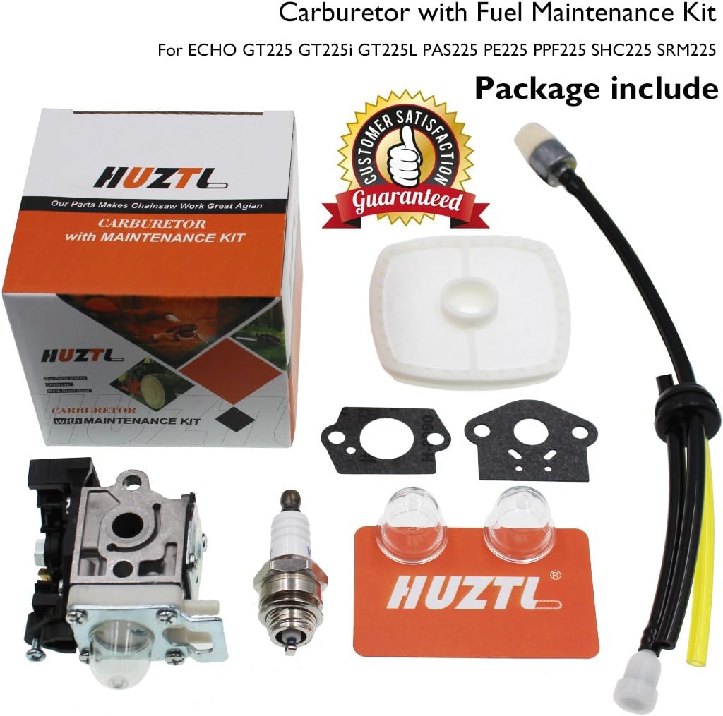 HUZTL Carburetor for Echo GT225 GT225i GT225L PAS225 PE225 PPF225 SHC225 SRM225 SRM225U Trimmer with Repower Maintenance Kit Spark Plug: Garden & Outdoor