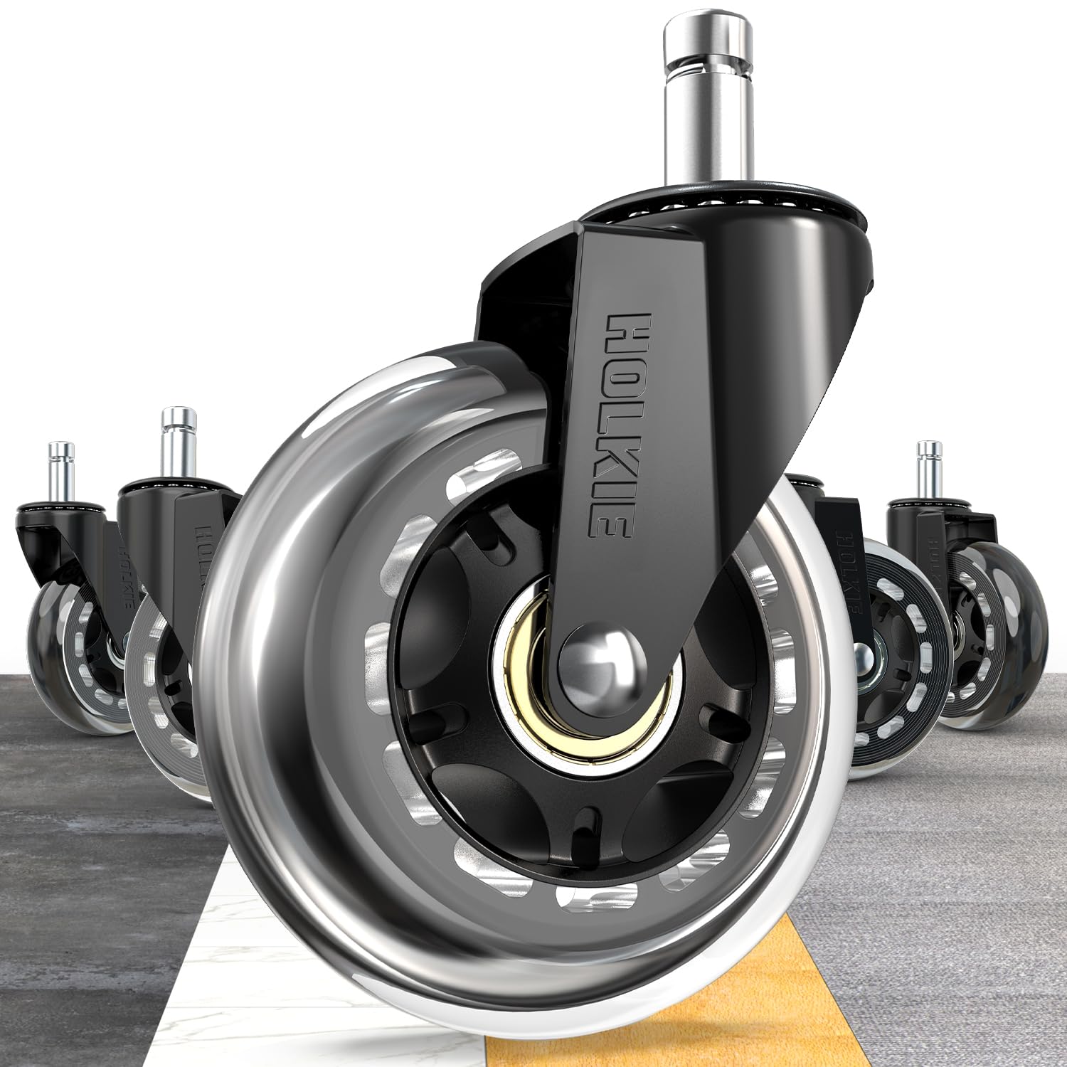 HOLKIE Office Chair Wheels 11x22mm Replacement Desk Chair Wheels for Hard Floor Casters Set of 5 Heavy Duty Wheel Replacement for Computer Gaming Chair