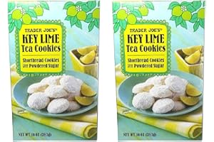 TJ'S Trader Joes Limited Edition Key Lime Shortbread Tea Cookies with Powdered Sugar, Two 10 Oz Boxes (20 Ounces Total)