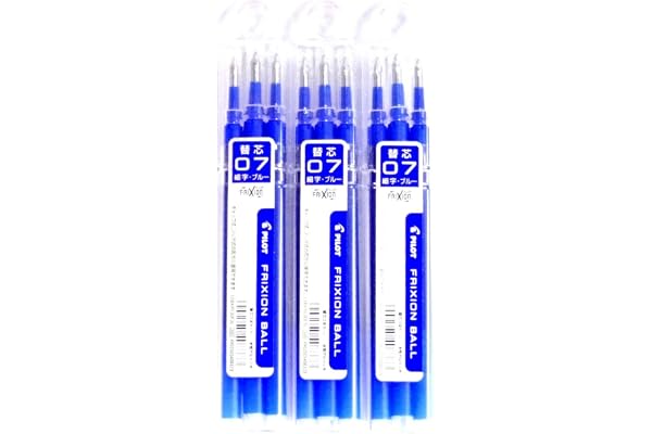 Pilot Frixion Gel Ink Pen Refill 07, Blue(LFBKRF30F3L), 0.7mm, 3 Refills X 3 Pack/total 9 Refills(Japan Import) [Komainu-Dou