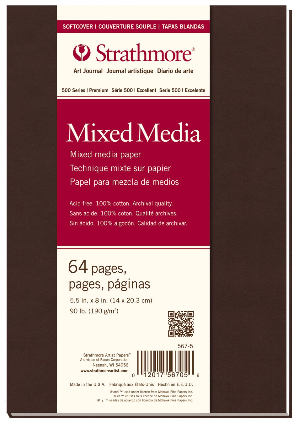 Pro-Art Strathmore Mixed Media Softcover Journal 5.5-inch x 8-inch, 32 Sheets, White