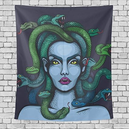 Hermosa Cabeza de Mujer con Serpientes Tapiz de Dormitorio Vertical