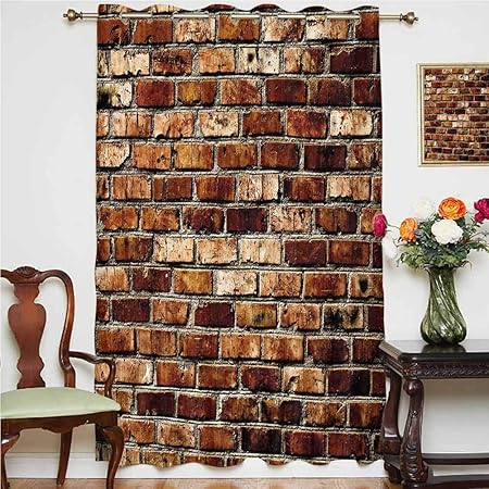 Cortinas opacas para puerta de patio, diseño de ladrillo viejo
