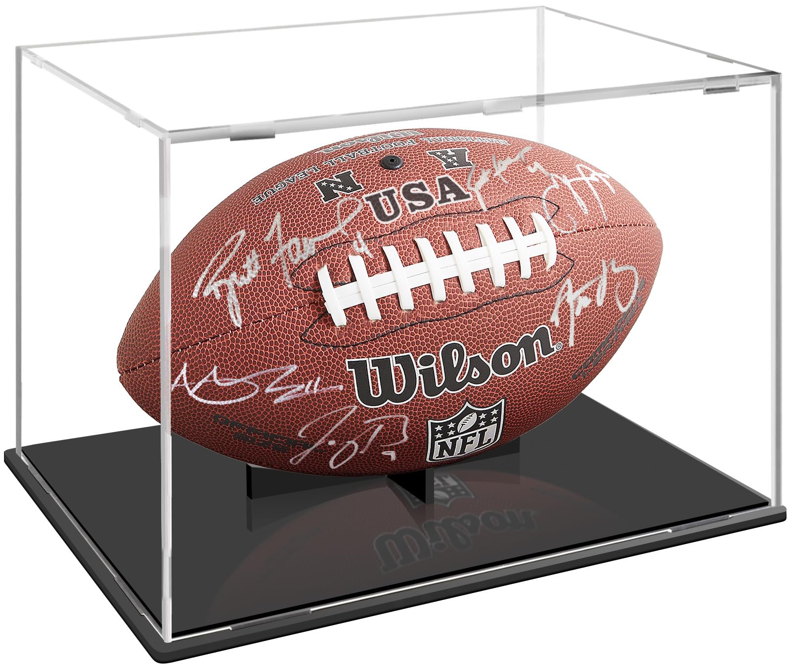 Photo 1 of Football Display Case:Clear Acrylic Football Display Cases,Dust and UV Protection Acrylic Display Box with Removable Football Stand for Signed Football Sports Collectibles Memorabilia Display