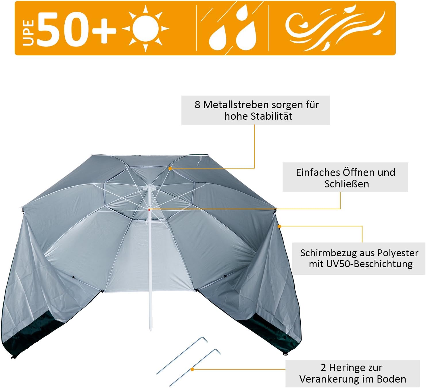 Outsunny 2 In 1 Parasol Beach Umbrella Beach Shelter Dark Green Diameter 210 X H 222 Cm Amazon Co Uk Garden Outdoors