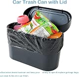 KITBEST Car Bin 2 Pack Mini Trash Can with Lid 120 Bags & 4 Hooks view 4