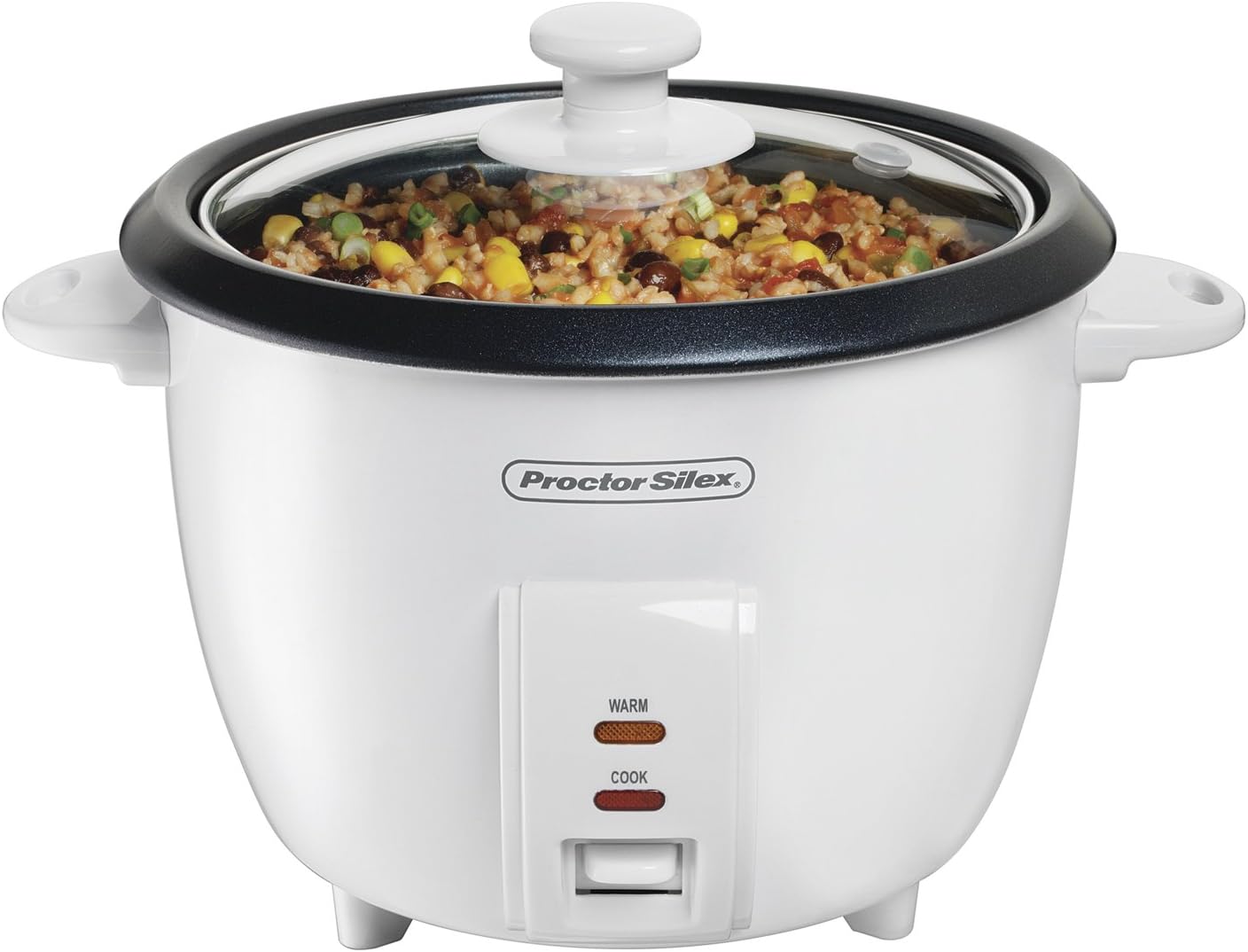 Proctor Silex Rice Cooker & Food Steamer, 10 Cups Cooked (5 Uncooked), White (37533NR)