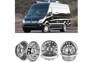 Lifeinfinity set of 4pcs 16inch Snap-On 6 Lugs Wheel Covers, 18 Hand Holes Dually Wheel Simulators, Polished Stainless Steel Hubcaps fit for 2012-2021 Dodge/Mercedes and Freightliner Sprinter Van K16A