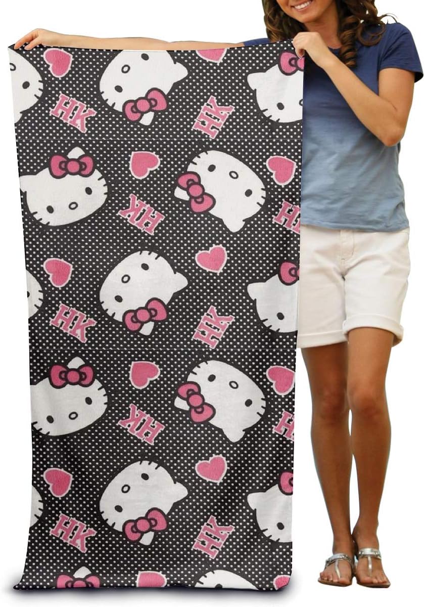 TEIJWETIEJT Beach Towels Cotton Pool Towel with Cute Hello Kitty Beach Towels Blanket 1Pack Beach Towels 31" X 51"