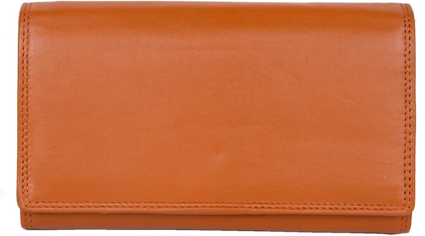 Women's Orange Soft Genuine Leather Wallet HMT