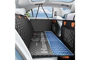 HIKESEPTPALS Dog Car Seat Cover for Back Seat with Hard Bottom,Waterproof Back Seat Extender for Dogs,Dog Hammock Dogs Bed for Cars, SUVs,Pet Seat Cover for Back Seat Holds 400lbs with Mesh Window & Pocket