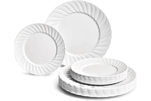 " OCCASIONS " 50 Plates Pack (25 Guests)-Vintage Wedding Party Disposable Plastic Plate Set -25 x 10.25'' Dinner + 25 x 7.5''