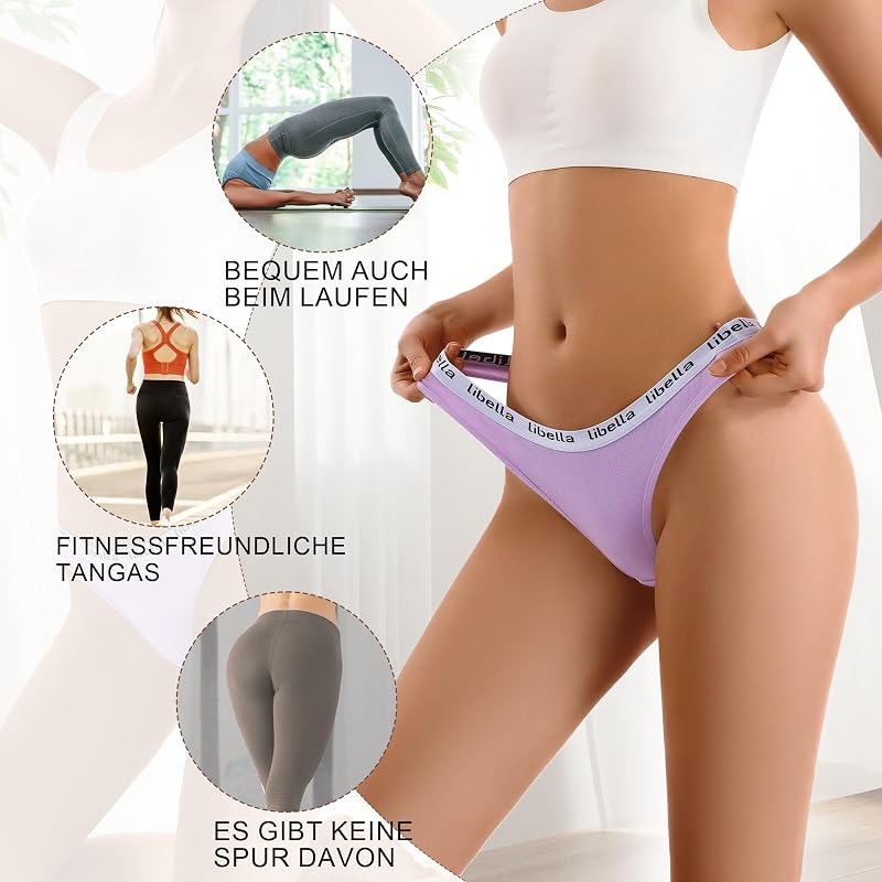 10er Pack String Tanga Damen Baumwolle Sexy Unterwäsche für Frau Sexy Slip for Women Sportbund Thongs Soft Dessous Thong Mehrpack UN1-S-10 — Foto 5 von 7