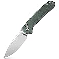 CJRB CUTLERY Pocket Knife Pyrite (J1925L) Button Lock EDC Large Foldable Knife AR-RPM9 Steel Blade and Green Micarta Handle Pink Outdoor for Women Men for Gifts
