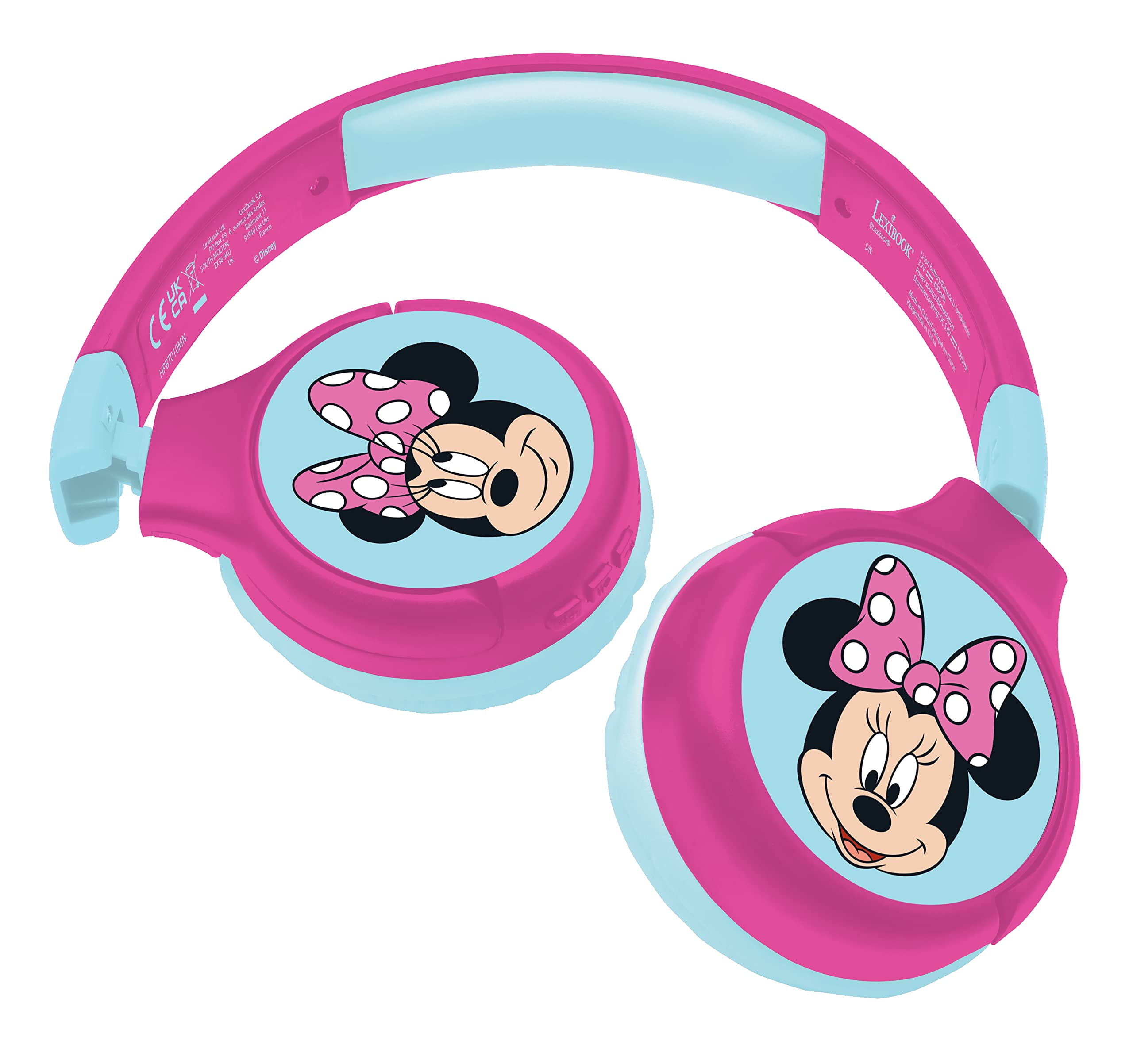 LEXIBOOK Minnie, 2-in-1 Bluetooth Headphones for Kids, Stereo, Wireless, Wired, Kids safe, Foldable, Adjustable, pink/blue, HPBT010MN — image 1
