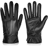 BISON DENIM Winter Genuine Sheepskin Leather Gloves for Men, Touchscreen Texting Warm Cashmere Lined Gloves for Driving