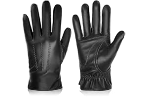 BISON DENIM Winter Genuine Sheepskin Leather Gloves for Men, Touchscreen Texting Warm Cashmere Lined Gloves for Driving
