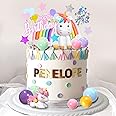 18 PCS Unicorn Cake Topper, Unicorn Rainbow Cake Decorations with Rainbow Stars Unicorn Foil Firework Balls Happy Birthday Cake Decorations for Boys Girls Kids Birthday (Style 1)