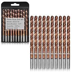 Bestwork 1/4" Three Flute Cobalt Drill Bit Set, M35