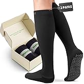 Wakefeet 2 Pairs Compression Socks for Women, Compression Stockings Pregnancy for Leg Discomfort, Sitting, Anti-slip