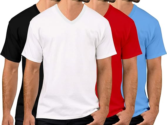 Buy Cricmarket Premium Mens Plain V Neck Half Sleeves Cotton Tshirts Combo Pack of 4 Multicolour 