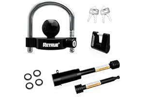 RETRUE Keyed Alike Trailer Lock Set Tow & Store Lock Kit Include Universal Coupler Lock & Dual Hitch Receiver Pin Lock & Trailer Tongue Lock, Black
