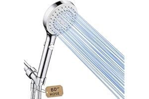 FASDUNT Shower Head with Handheld, High Pressure Handheld Shower Head with 80" Extra Long Stainless Steel Hose & Adjustable Bracket, Showerhead with ON/OFF Switch for Pets Bath