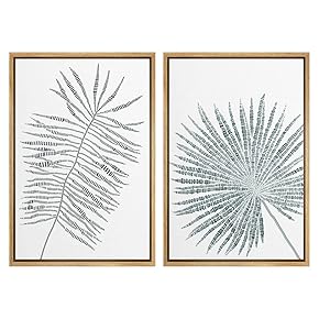 SIGNWIN Framed Wall Art Print Set Fern and...