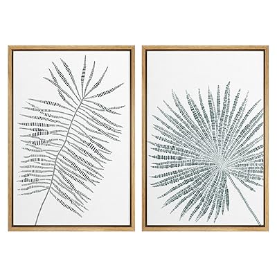 SIGNWIN Framed Wall Art Print Set Fern and...