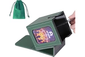 AFIING MTG Deck Box for Commander Display,Card Deck Box Fits 100 Double Sleeved Cards, Magic Commander TCG Card Storage case with 2 Dividers,Dice Bag and 1 Toploader(Green/Grey)