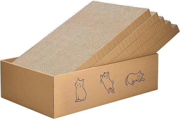 5 Packs in 1,42L*29W*12.5H Centimetres,Larger Cardboard Cat Scratcher, Scratching Pad & Lounge Box for Indoor Cats