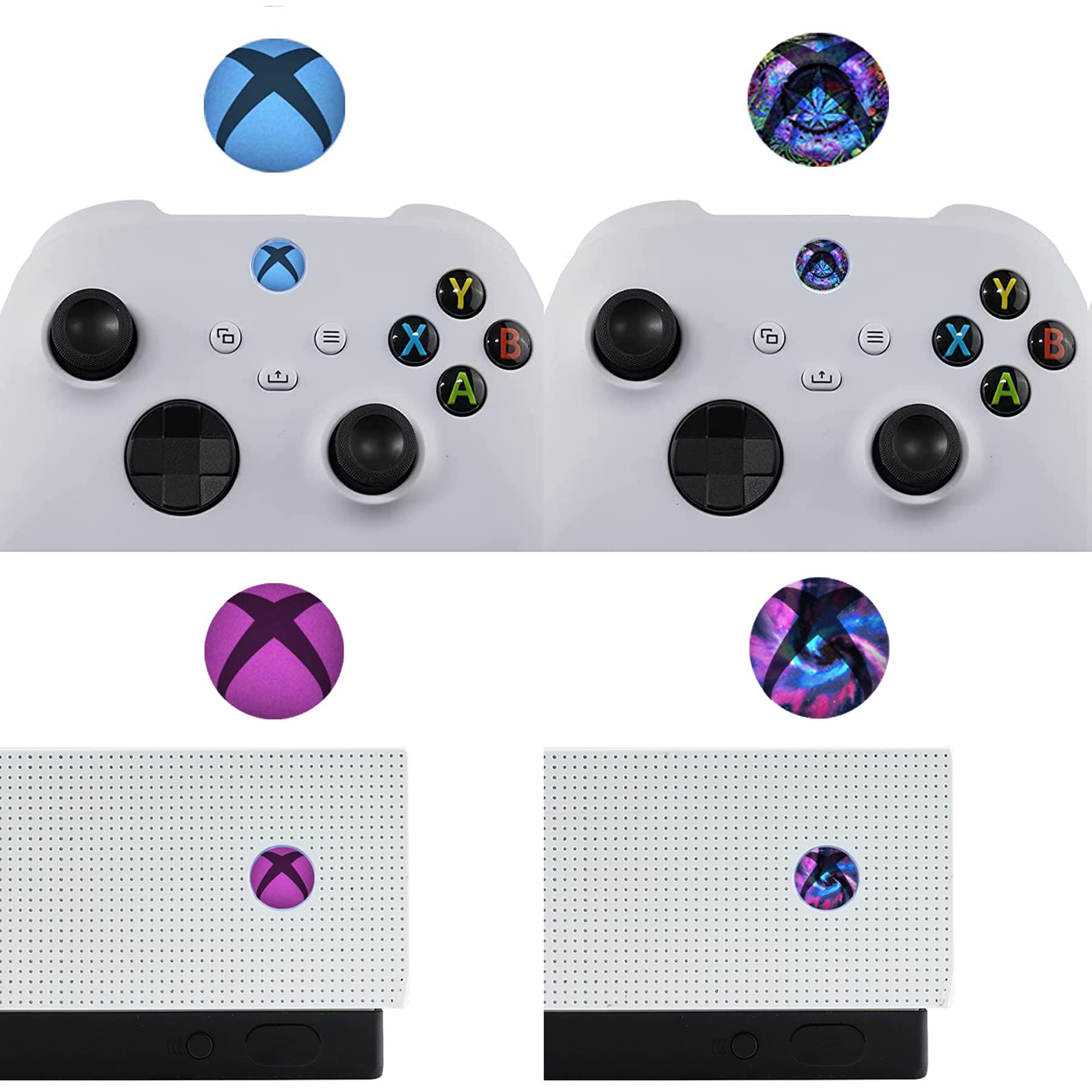 PlayVital Home Button Power Switch Stickers Skin for Xbox Series X/S, Xbox One Elite, Xbox One S/X, Xbox One Controller and Kinect-60 Pieces