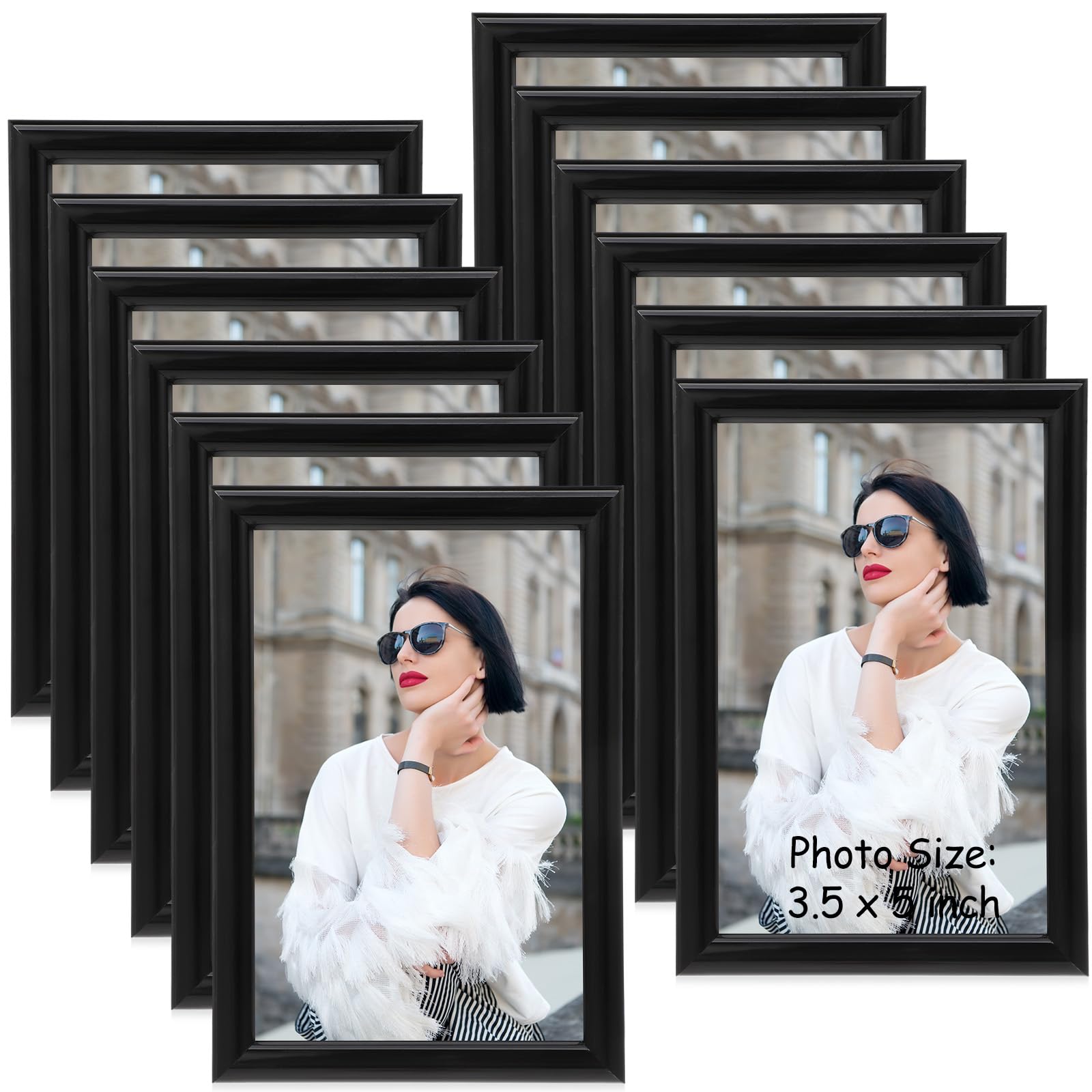 Photo 1 of Redbaker 12 Pack Picture Frames Bulk Black Photo Display Frames for Wall Mount Tabletop Home Office School Display Wedding Gift (3.5 x 5 Inch)