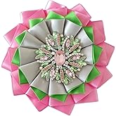 Pink, Green and Silver Sorority Paraphernalia fan Brooch Pin for Women Greek, AKA Sorority Inspired for D9 Events, Conferences, Luncheons, J15