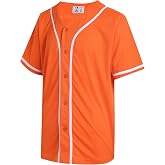 Pullonsy Blank Baseball Jersey for Men Women Full Button Up Short Sleeves Shirts Hip Hop Hipster Sports Uniforms