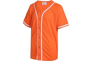 Pullonsy Blank Baseball Jersey for Men Women Full Button Up Short Sleeves Shirts Hip Hop Hipster Sports Uniforms