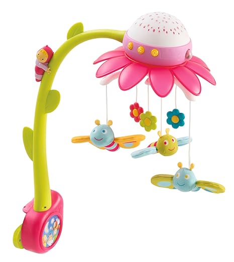 Smoby 110112 - Cotoons Blumen Mobile mit Deckenprojektor, rosa