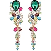 Rhinestone Statement Dangle Earrings Sparkly Crystal Bridal Wedding Earrings for Brides Bridesmaides Chandelier Teardrop Earrings for Women Prom Party